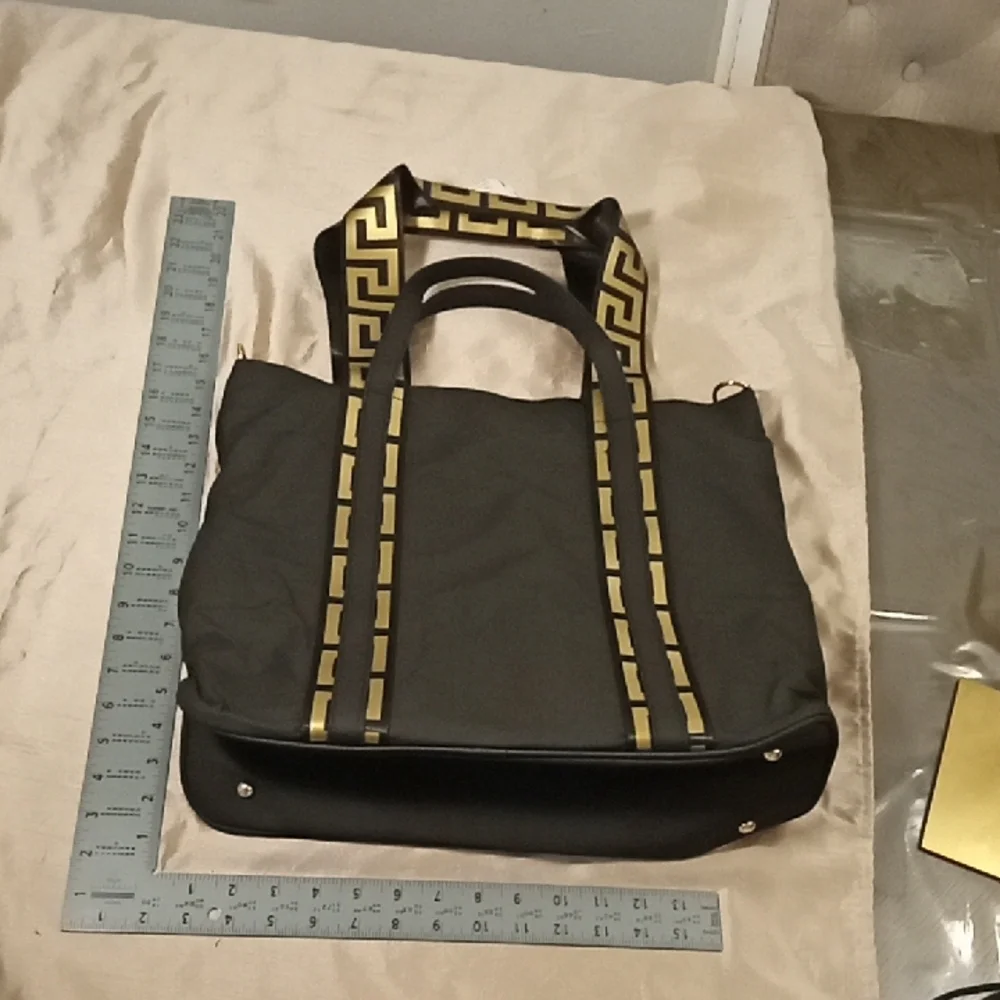 Versace Black and Gold Tote Bag with Gold Hardware NWOT